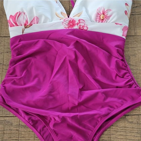 Just arrived beautiful unique monokini with leopard ring one-piece v-neck purple - Picture 10 of 13